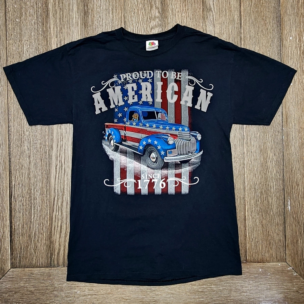 🇺🇸 American Front Graphic T-Shirt Old Truck Adult Medium 🛻